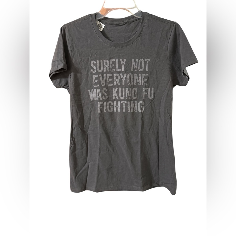 Gray Graphic Women's T-Shirt Kung Fu Fighting M